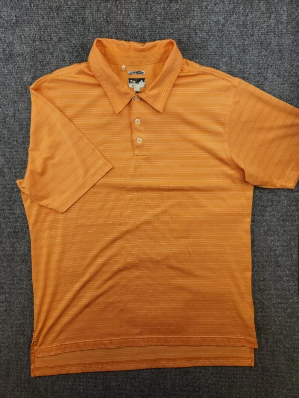 Adidas Climalite Adult Men Large Orange Striped Short Sleeve Golf Polo Polyester